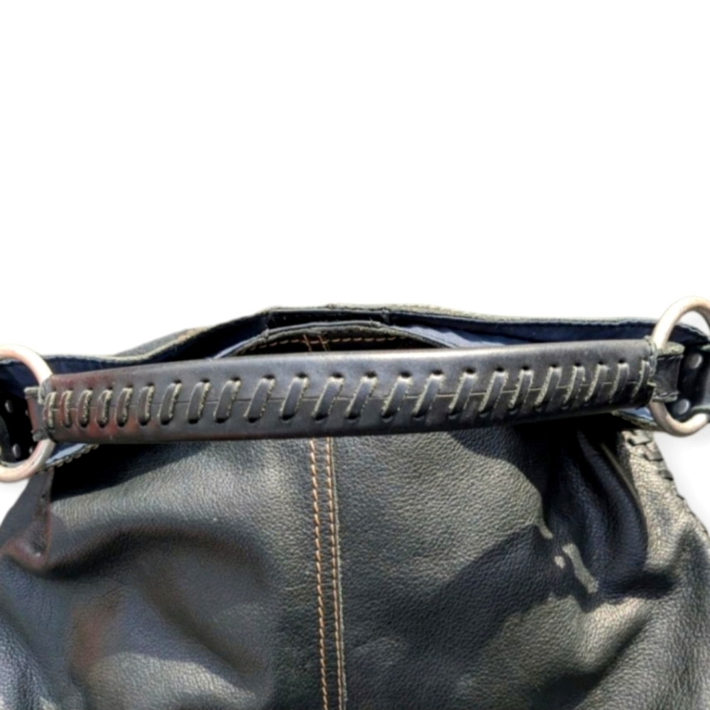 Black Leather Vintage Lucky Brand Hobo Handbag - Picture 2 of 8